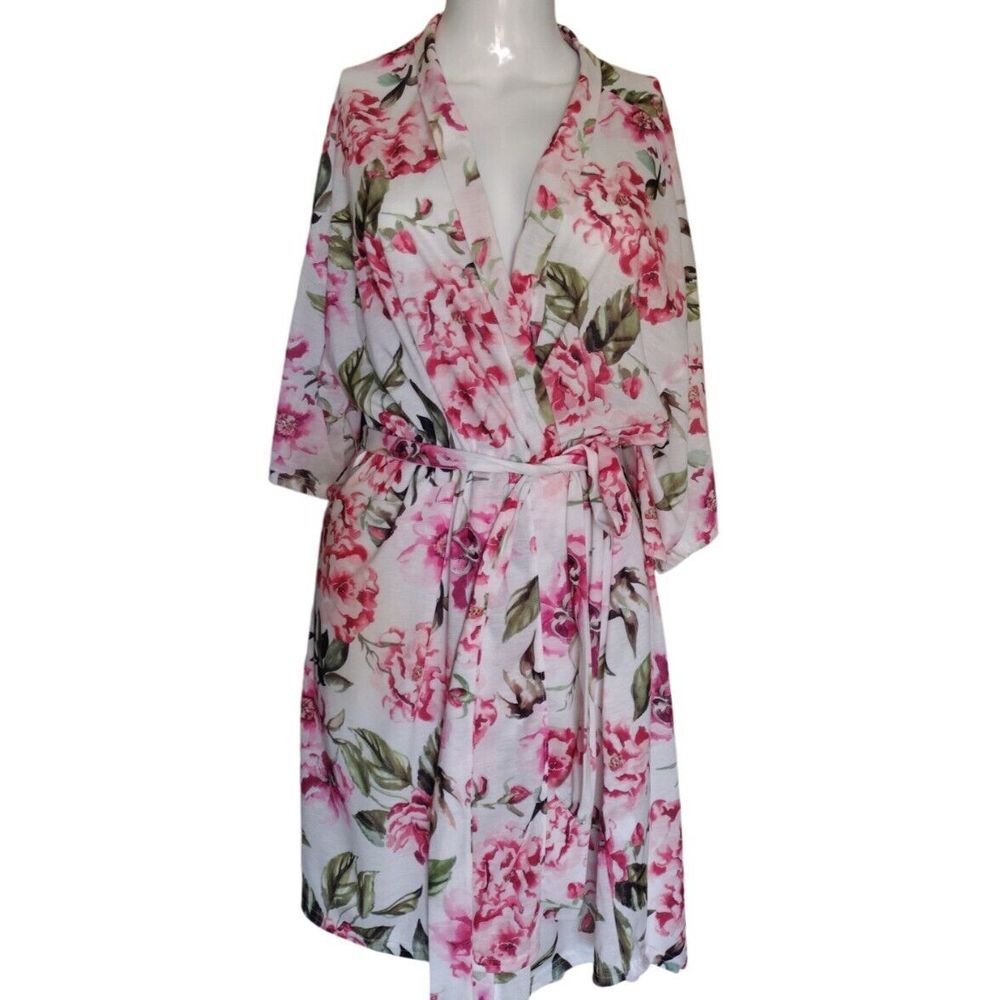 Show Me Your Mumu Robe Womens One Size Floral Short Sleeve Lightweight Kimono